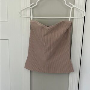 Babaton Taupe Ribbed Tube Top